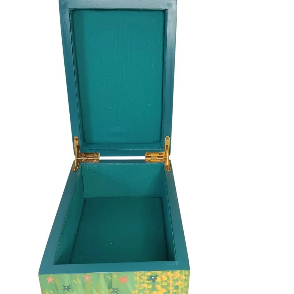 Vintage Lacquer Jewelry Box Gustav Klimt The Kiss Blue Interior 6